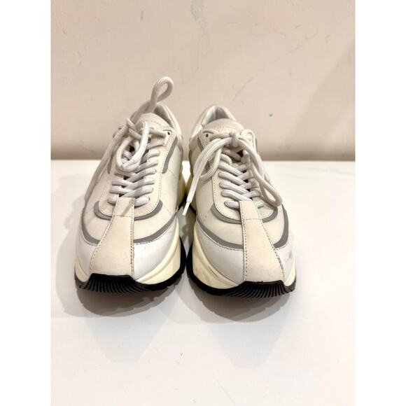 Jimmy Choo Leather and Neoprene Raine Choo Logo Platform Sneakers White EU 37.5 - Picture 4 of 8
